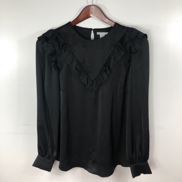 H&M Tops - H&M Black Long Sleeve Blouse Size 14